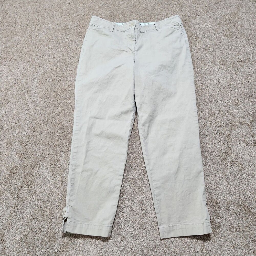 Talbots Pants Women 8 Tan Mid Rise Perfect Crop Straight Leg